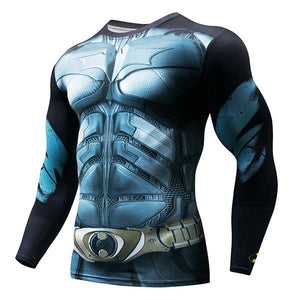 Marvel T-shirt Long Sleeve Compression Gym Fitness