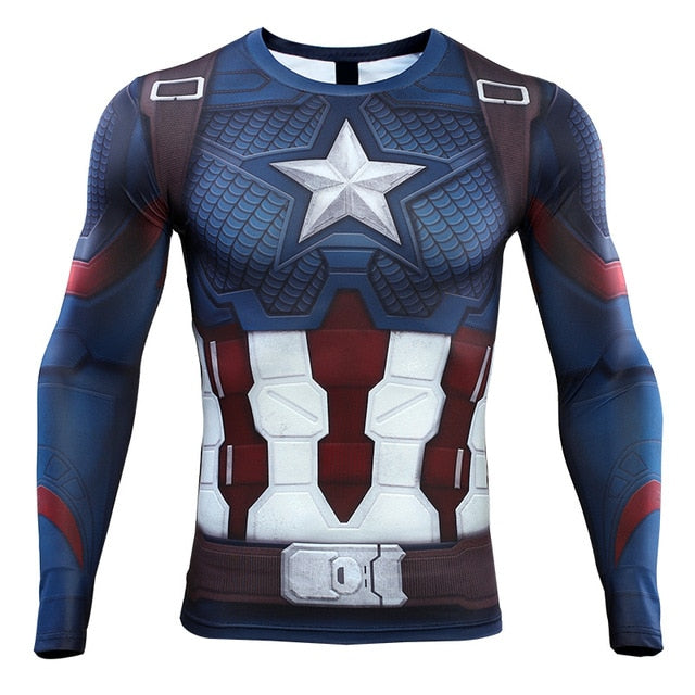 Avengers Captan America T-shirts Men Compression