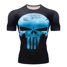 Load image into Gallery viewer, Marvel Spiderman Punisher Rashgard  Blue T-Shirt